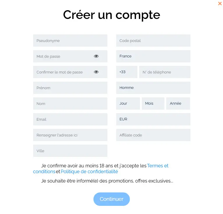 Proceso de registro MEEXBET CASINO